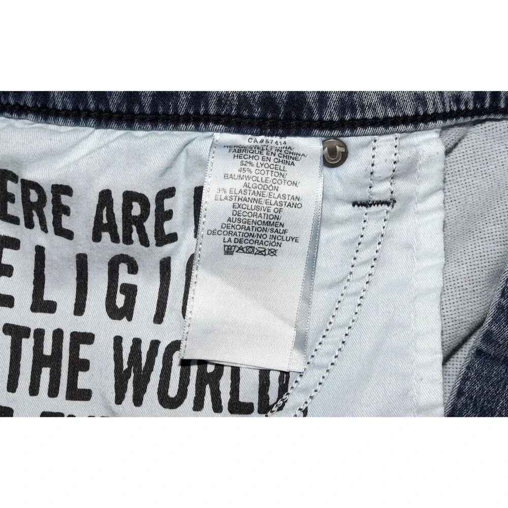 True‎ Religion Geno Relaxed Slim Moto Men's Shorts Size 42 Thrashed Distressed